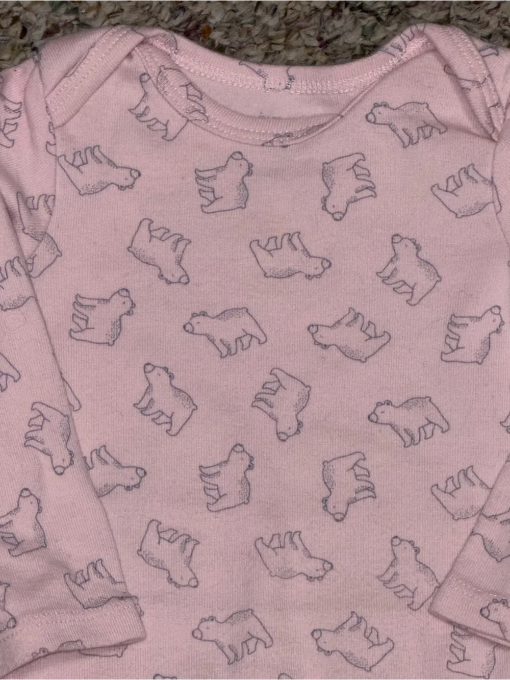 Girls infant 9 months shirt Carter's Light Pink Bear Print Long-Sleeve One-Piece